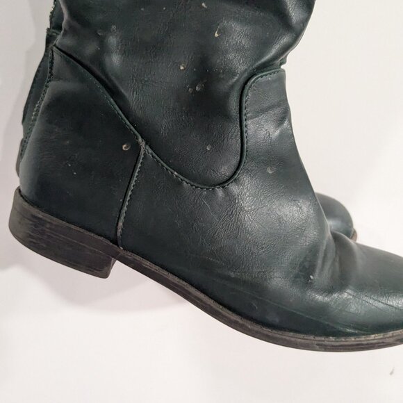 Shoedazzle Over the Knee Zip Up Boots Forest Green Size 8 - Picture 2 of 6